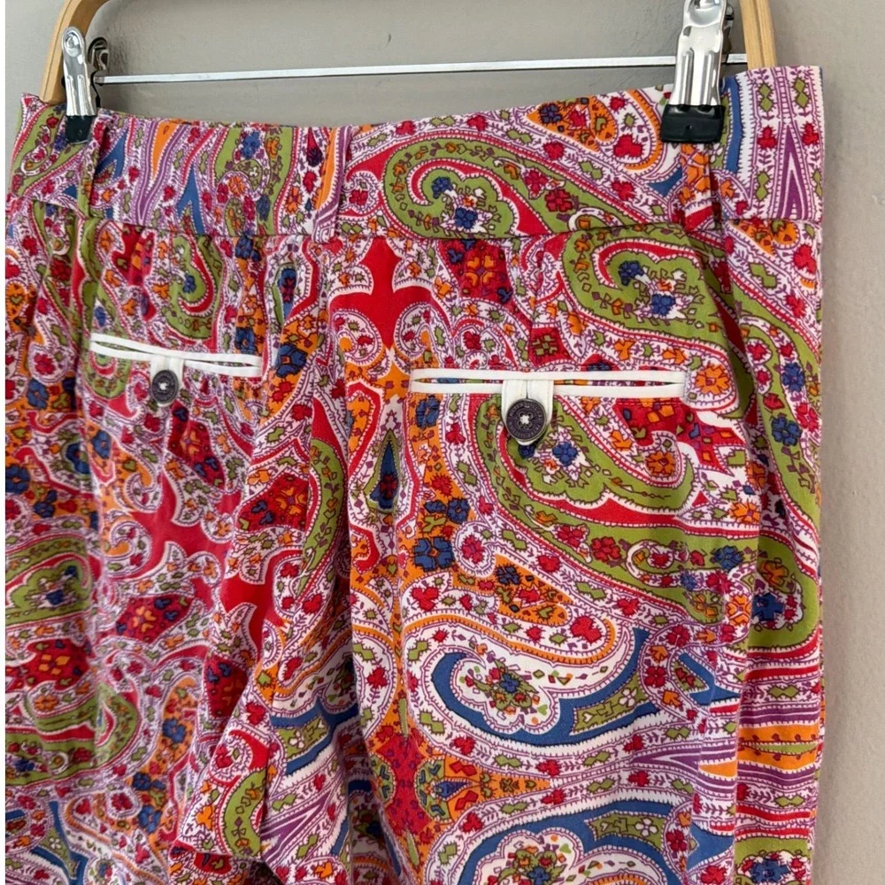 Peter Millar Womens Paisley Print Shorts‎ Red Green Blue Multi Color Size 8